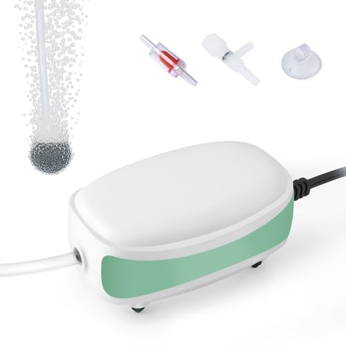FEDOUR Aquarium Air Pump,1 Outlet Whisper Adjustable Fish Tank Aerator, Quiet Oxygen Pump with Accessories