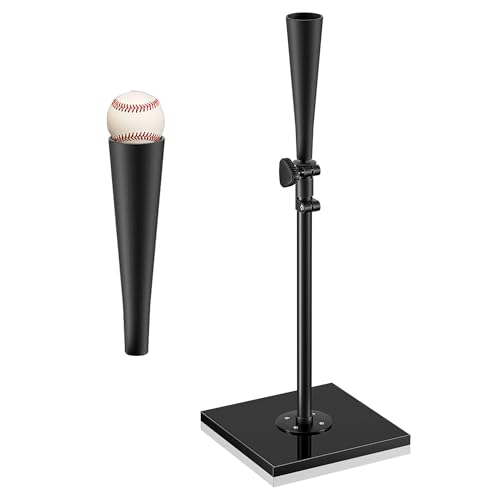 Batting Tee, Portable Hitting Tee for Baseball & Softball, Height Adjustable 2437 in, Rubber Top, Metal Shaft & Plastic Base, Suitable for Kids & Youth