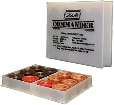Siscaa - Set of Wooden Carrom Coin and Carrom Striker - for Club Carrom Board Game - 24 Carrom Coins and 1 Striker - Made Indian Wood and Premium Polish - Water and Scratch Proof