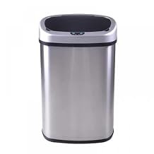 13 Gallon Kitchen Trash Can with Lid,Bathroom Motion Sensor Automatic Trash Can Touchless,Office Stainless Steel Trash Bin,50 Liter Oval Metal Garbage Can (Stainless Steel)
