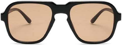Square Women Retro Pilot Sunglasses Clear Ocean Gradient Lens Shades UV400 Men Fashion Trending Leopard Champagne Sun Glasses black&brown, X