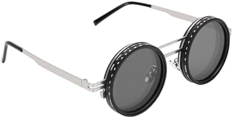 XUMIUZIY Adjustable Tint Sunglasses, ND2 400X 49MM Round Polarized Sunglasses with ND Filter Lenses for Men Women Outdoor Silver Frame