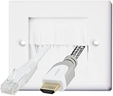 White Brush Single 1 Gang Wall Outlet Cable Entry Plate Tidy Mount Face Plate Wall Plate (1)