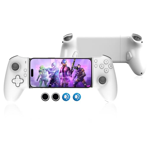 G-STORY Mobile Gaming Controller USB-C Wired&Bluetooth for Android,Dual Hall Joysticks&Ergonomic Design | Plug-and-Play Stream PC,Xbox,PS,Cloud Console Gaming android game controller White