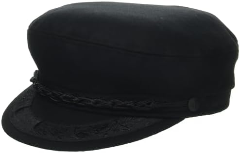 Aegean Black Adult Unisex Wool Fishermans Cap - Newsboy Cap - Solid - Fall, Winter