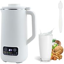 Nut Milk Maker Machine, 20 oz Automatic Milk Machine with 10 Blades, Plant-Based Milk, Oat, Soy, Dairy Beverages, Soy Milk Maker with 12 Hours Timer/Keep Warm/Auto-clean(White)