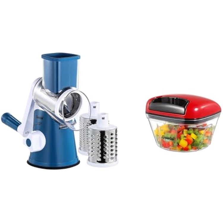 Cheese Grater and Manual Food Chopper Bundle