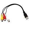 USB to 3 Cable USB Female to 3 RGB Video AV Composite Converter Adapter Cable Cord Connector Lead for TV PC DVR