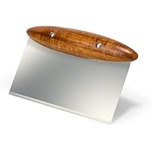 Nambe x Tom Papa Breaking Bread Bench Scraper - Stainless Steel Dough Cutter with Acacia Wood Handle, Contemporary Modern Baking Tool for Bread, Pastry & Countertop Use - Essential Kitchen Gadget