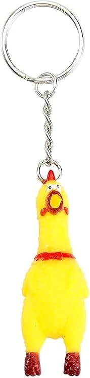 Yellow Mini Shrilling Screaming Chicken Keychain, Rubber Squeeze Screaming Chicken Toy Gags and Practical Joke Toys Pendant Keychain Prank Key Chain Novelty Toy for Bags Keys Phones, Car Keychain
