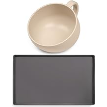 DogBuddy Food Mat (Large, Shadow) and Cup (Sand) Bundle