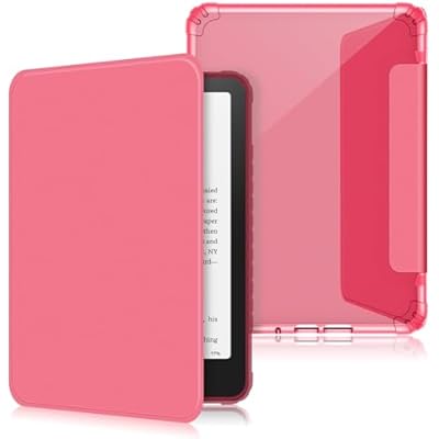 Compatible with 7 All-New Kindle Paperwhite 12th Generation case 2024 & Kindle Colorsoft Signature Edition 2024 Release Clear Soft TPU Back Cover with Auto WakeSleep,Magenta