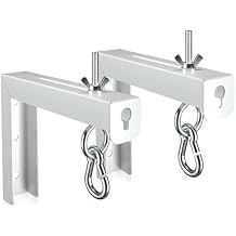 XINLEI Universal Projector Screen Wall Mount L-Brackets Hanging Ceiling Mount, 6 inch Adjustable Extension with Hook for Home Projector and Movie Screens, Hold up to 66 lbs, White PRL003W