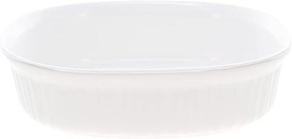 CorningWare FS2 2.5Qt Oval French White Ceramic Casserole Dish | Oven Safe | Microwave Compatible | Dishwasher Safe | Bake Serve Store | Everyday Cookware