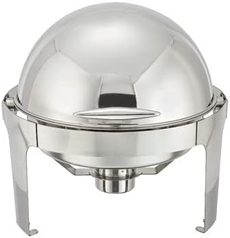 Madison Chafer 602 - 6 qt Round Stainless Steel Roll Top Cover Winco Set of 2