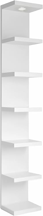 LitaEther - Versatile Wall Shelf with 7 Levels, White Wall Shelf, Floating Shelf with Remote Control with LED Light