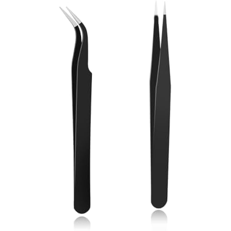 Industrial Tweezers,for Craft,Soldering, Laboratory Work, Jewelry-Making,for Modeling, Electronic Repair 2pcs black