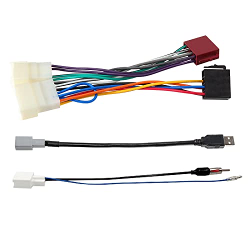 RED WOLF ISO Radio Wiring Harness Antenna Adapter Stereo USB Port Retention Cable Fit for Toyota 2012-2016 Tacoma Camry, 2010-2016 4Runner, Subaru 2005-2016 Non JBL System Aftermarket Stereo ISO Wire
