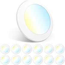 Amico 12 Pack 5/6 Inch LED Disk Lights, Dimmable Flush Mount Ceiling/Recessed Disc Lights, 2700K/3000K/4000K/5000K/6000K Selectable, 15W=110W, 1050LM, Low Profile Surface Mount Can Lights, ETL&FCC