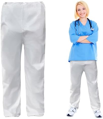 EZGOODZ Disposable Scrub Pants. Microporous Polypropylene Pants. Hospital Scrubs Unisex with Elastic Waist & Open Ankles