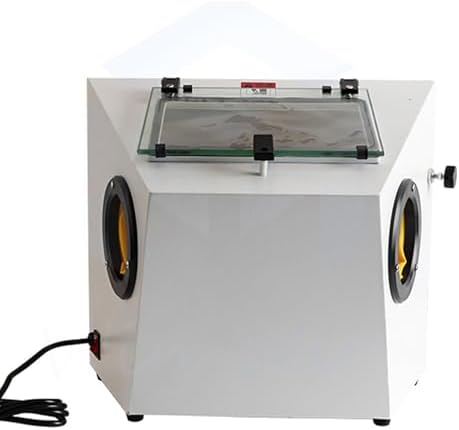 Double-Pen Sand Blasting Cabinet with Dust Collector, Large Viewing Window & LED Light for Efficient Cleaning and Surface Preparation