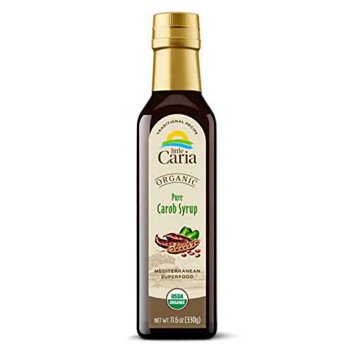 Little Caria ORGANIC CAROB Syrup - USDA ORGANIC, Mediterranean SUPERFOOD, No Added Sugar, No Additives, 11.6 oz