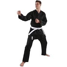 Kihon Black Karate Gi Uniform Lightweight Beginner Gi for Training Durable WKF-Style Karate Suit with Belt