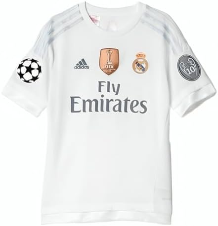 adidas Youth Real Madrid 1516 Champions Home WhiteClear GreyOnix Jersey