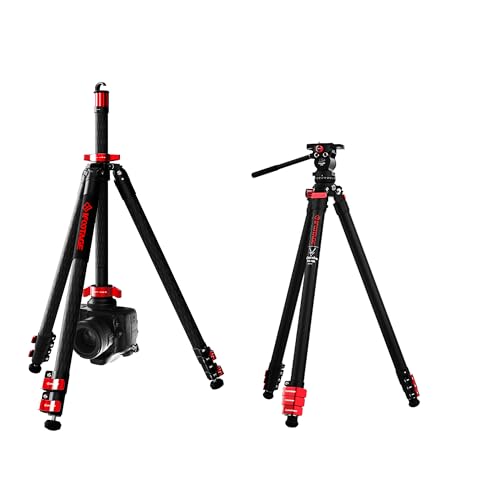 IFOOTAGE 65 Carbon Fiber Video Tripod and Tripod kit, Professional Camera Tripod 3 Section with Center bar, Portable Travel Tripod kit, Compatible with Canon, Nikon, Sony DSLR Video Camera Antelopes