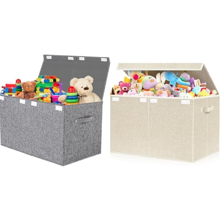 VERONLY 1-Pack Gray Toy Box &1-Pack Beige Toy Box