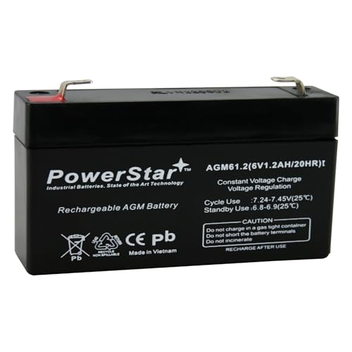 PowerStar Battery Replaces pc612 ub613 np1.2-6 ps-612 6V 1.2AH SLA