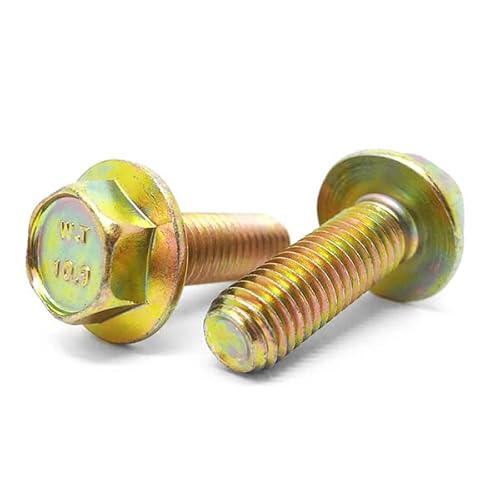 4 Pieces M12-1.75x30 Class 10.9 Hex Flange Bolts Screws UNC Coarse Full Threads Zinc Yellow
