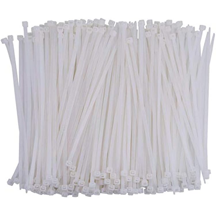 1000 Pcs Nylon Cable Zip Ties Self-locking 6 Inch, 0.12 x 6 Standard Medium Length Industrial Grade Cable ties White