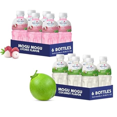 Mogu Mogu Lychee And Coconut Juice with Nata de Coco Coconut Jelly 12-Pack