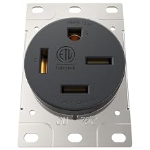 60A Receptacle NEMA 15-60R Flush Mount Outlet 250V 3-Phrase 4-Prong Socket Industrial Grade Grounding ETL Listed