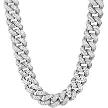 Apzzic 12mm Miami Cuban Link Chain Iced Out CZ Diamond Curb Choker Necklace with Giftbox for Men Women