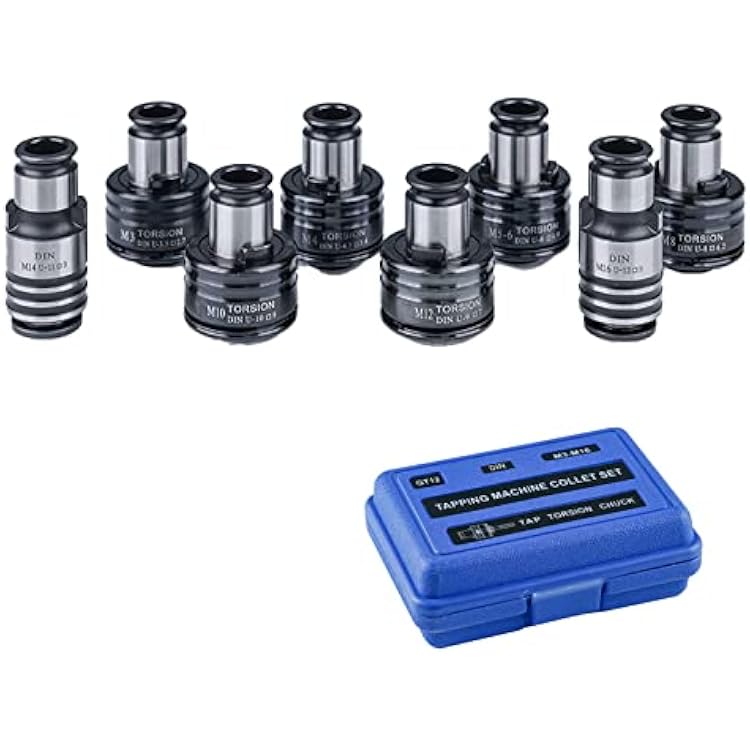 US Stock ZAC GT12 DIN Tapping Collets, 8PCS Torque Collets M3, M4, M5M6, M8, M10, M12, M14, M16 Apply for M16RPNEU-M12 Tapping Machine