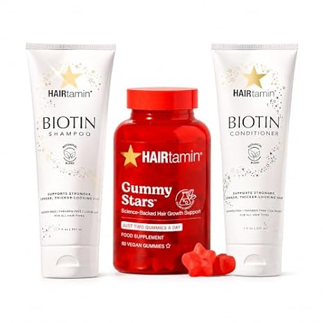 Hair Vitamins Gummies + Shampoo & Conditioner Bundle Daily Routine