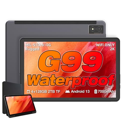 AGM PAD P1 Rugged Android Tablet with Case, 10.36-inch 120Hz FHD 2K Display, Waterproof & Drop-Proof & Dustproof, MTK G99, Android 13.0, Dual Box Stereo Speakers, 7000mAh, 4GB128GB[TF 2TB], GPS, WiFi