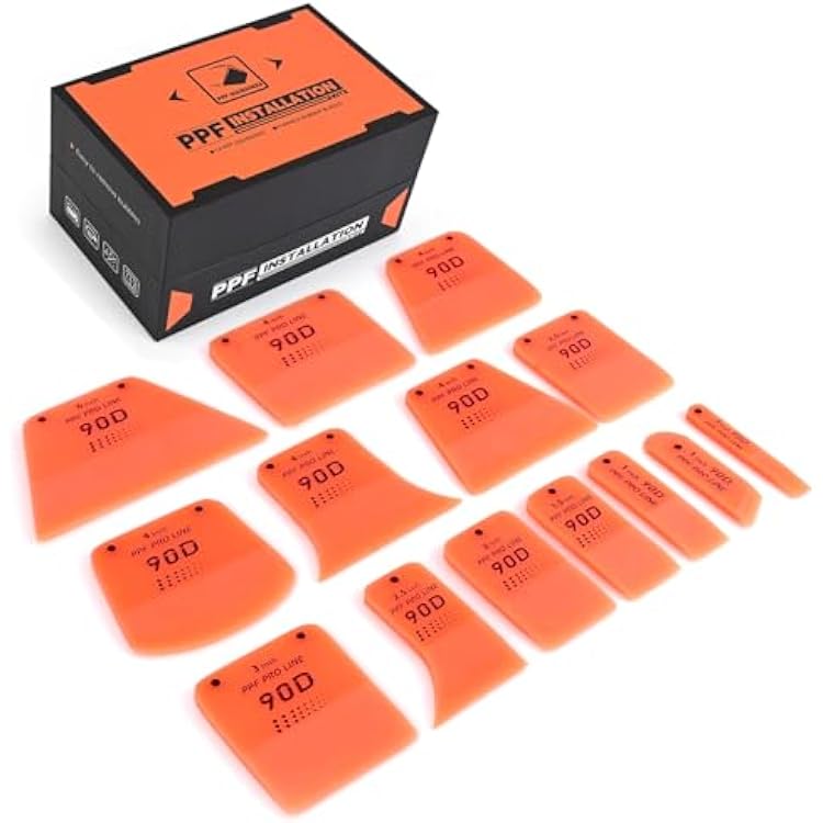 FOSHIO 14PCS PPF Squeegee in Various Shapes, Magnetic PPF Tools for The Front Bumper, Door, Handles Caps and Mirror Covers, Soft TPU Rubber Squeegee Vinyl Wrap Tools in Gift Box Packaging