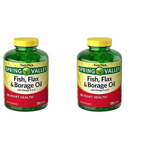 Spring Valley Fish, Flax & Borage Oil Dietary Supplement Softgels, 120 Count Pack of 2