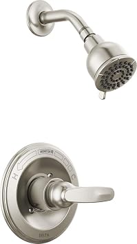 Delta Faucet Foundations 13 Series Single-Function Shower Trim Kit with Single-Spray Shower Head, Stainless BT1321-SS (Valve Not Included)