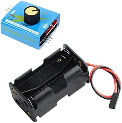 4 Cell AA Battery Holder Case with JR Connector 2P Black Red Wire + 3CH Digital Servo Tester ESC Speed Controller Checker CCPM Servo Consistency Master for Helicopter Car Boat Robot Servo