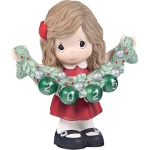 Precious Moments Deck The Halls 2025 Dated Girl Bisque Porcelain Figurine Red Dress & Garland 251001