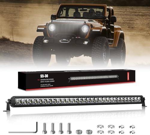 4WDKING LED Light Bar 32 inch, Screwless Design 150W Off Road LED Spot Flood Combo Work Light High Bright Truck Driving Fog Lamp IP69K Waterproof