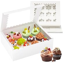 RYDDOY 4 Pack Cupcake Boxes, Hold 12 Standard Cupcakes, Cupcake Containers with Window and Inserts, High Grade Cupcake Holder, for Birthday Holiday Party, Supplies for Cupcakes, Desserts and More