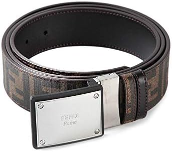FENDI Logo Plaque Buckle Belt Cintura Placca Zucca Havana Brown Reversible New