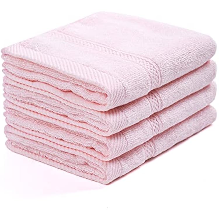 4 Pcs Pink Fingertip Towels for Bathroom - 11 x 18 Inches, Extra Absorbent and Soft Terry Towels for Sensitive Skin, Quick Dry