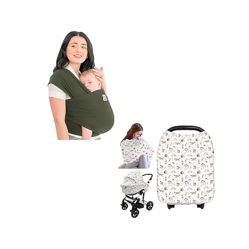 KeaBabies Baby Wrap Carrier and Car Seat Covers for Babies - All in 1 Original Breathable Baby Sling, Nursing Cover, Lightweight,Hands Free Baby Carrier Sling