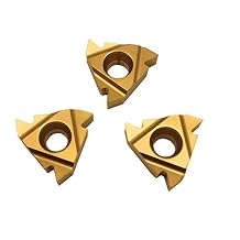 Lathe Threading Inserts 16ER /16IR AG60-10pcs Carbide Inserts for External Thread Holders CNC Turning Tool (16ER Yellow)